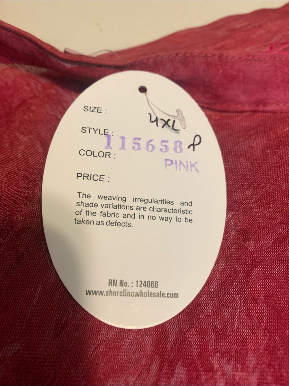 Women's Pink Batik Ombre Embroidered V-Neck Tunic Top/Cover-Up NWT - Picture 8 of 8